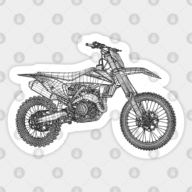 450 SX-F Motorcycles Blueprint Sketch Art Sticker by DemangDesign